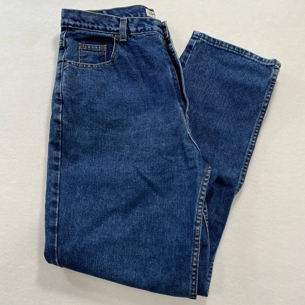 St. John’s Bay Classic Fit Dad Jeans Size 16 Straight Leg Dark Blue Denim